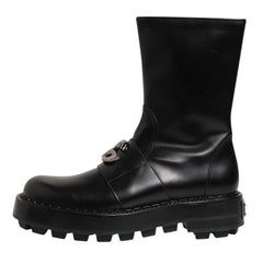 DOLCE & GABBANA DG Plaque Mid Calf Men's Biker Boots