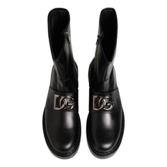 DOLCE & GABBANA DG Plaque Mid Calf Men's Biker Boots