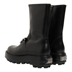 DOLCE & GABBANA DG Plaque Mid Calf Men's Biker Boots