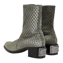 Dolce & Gabbana Gray Velvet Mid-Calf Boots