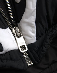 Dolce & Gabbana Black White Stripes Hooded Puffer Coat