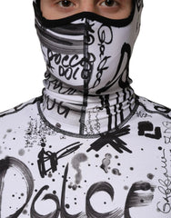 Dolce & Gabbana DG White Jersey Graffiti Print Balaclava Hoodie Sweater