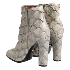 Dolce & Gabbana Off White Leather Ankle Boots