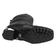 Dolce & Gabbana Black Padded Mid-Calf Logo Heel Boots