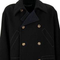 DOLCE & GABBANA Men's Double Breasted Virgin Wool Pea Coat