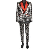 Dolce & Gabbana Animal Print Sequin Double Breasted Suit
