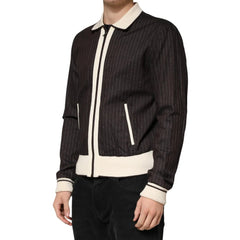 Dolce & Gabbana Brown Contrast Stripe Bomber Jacket