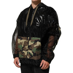 Dolce & Gabbana Hooded Black Camouflage Jacket