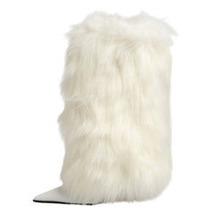 White fur boot on a white background