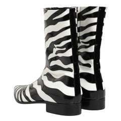 Dolce & Gabbana Zebra Leather Mid-Calf Boots