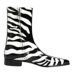 Dolce & Gabbana Zebra Leather Mid-Calf Boots