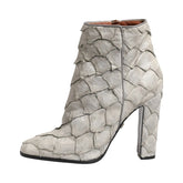 White textured ankle boot on a white background