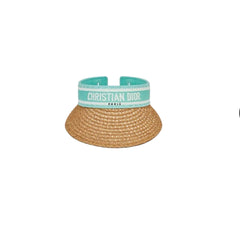 Woven visor hat with a teal band on a white background