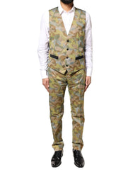 Camouflage suit with vest and pants on a white background