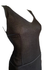 Black compression garment on a white background