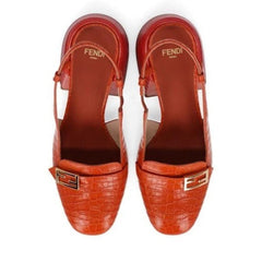 Fendi FF Buckle Croc Effect Slingback Pumps