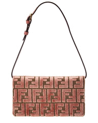 Fendi FF Pink Velvet & Leather Wallet On Chain Bag