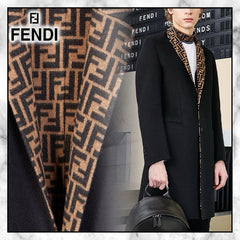 Fendi FF Men's Monogram Print Reversible Wool Hooded Coat