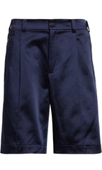 Navy blue shorts on a plain background