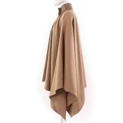 Gucci Wool Leather Trim Logo Button Cape Coat