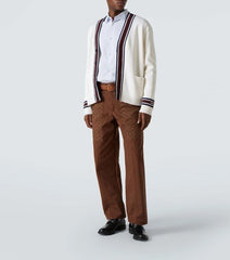 Gucci GG Cotton Canvas Wide-Leg Trousers Brown