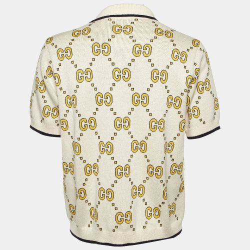 White shirt with yellow pattern on a white background
