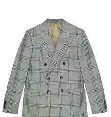 Gray plaid blazer on a light gray background