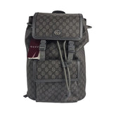 Gray backpack with Gucci logo on a white background