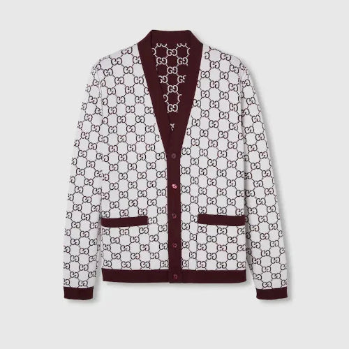 Cardigan with a patterned design on a white background