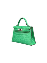 Hermès Mini Kelly II 20 Matte Alligator Vert Comics Shoulder Bag