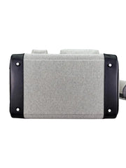 Gray textured bag with black accents on a gray background