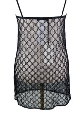 Gucci X Tom Ford 90s GG Monogram Sheer Lingerie Black Slip Dress