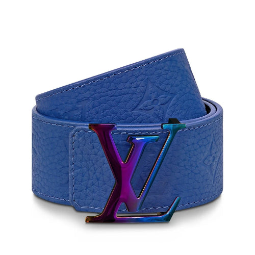 Blue belt with a colorful logo on a white background