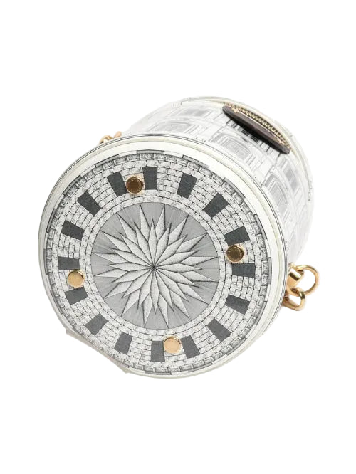 Decorative clock with intricate design on a white background