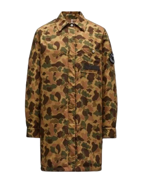 Camouflage coat on a black and white background