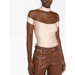 Mugler Sheer-Panel Long-Sleeve Bodysuit