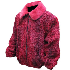 Persian Karakul Lamb & Mink Fur Collar Coat