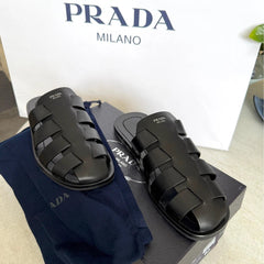 Prada Fisherman Leather Slides