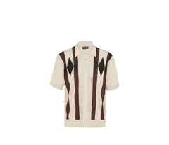 Beige shirt with brown diamond pattern on a light gray background
