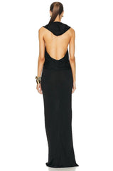 Saint Laurent Hooded Crepe Maxi Dress