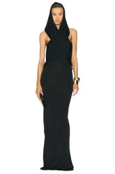 Saint Laurent Hooded Crepe Maxi Dress