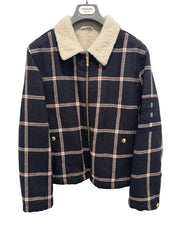 Thom Browne Men's Prince Of Wales Wool Twill Shearling Lined Jacket