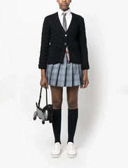 Thom Browne Wool Cashmere Glen Plaid Pleated Mini Skirt