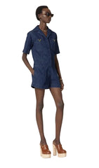 Valentino Chambray Denim Short Jumpsuit