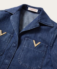 Valentino Chambray Denim Short Jumpsuit