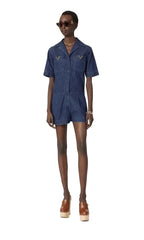 Valentino Chambray Denim Short Jumpsuit