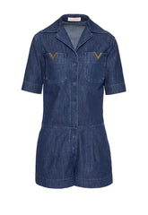 Valentino Chambray Denim Short Jumpsuit