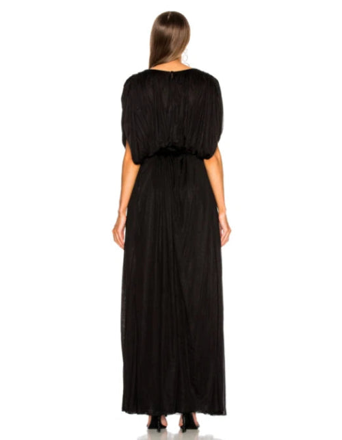 Black evening gown on a white background