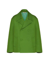 Green coat on a light gray background