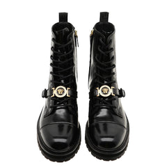Versace Medusa Black Brushed Leather Boots